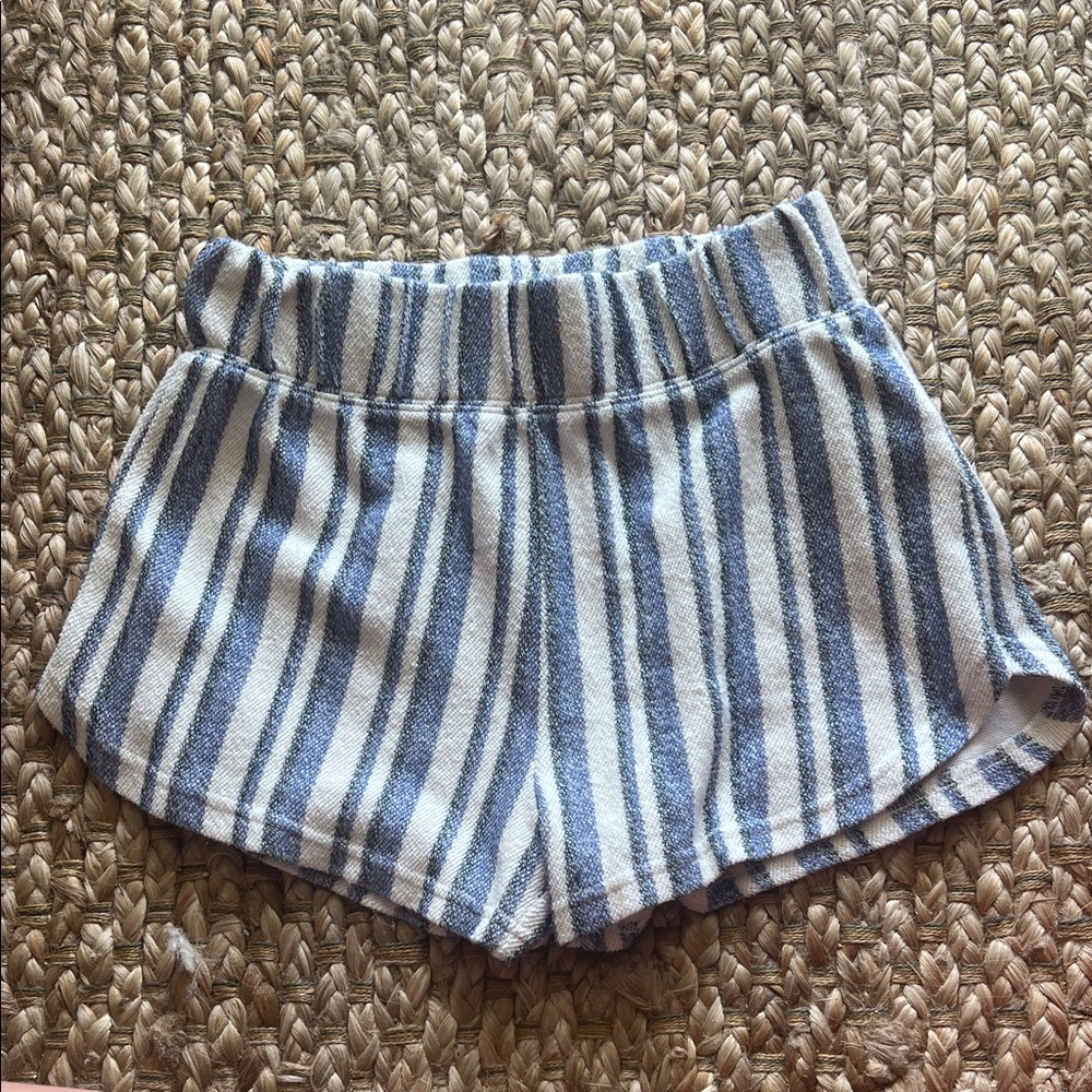 Roxy Striped Athletic Shorts in Blue and White